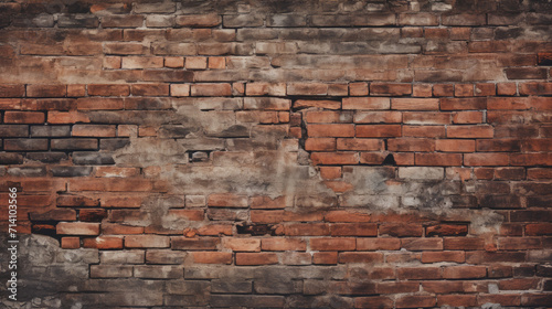 Brick wall background  desaturated grunge texture or pattern for design  backdrop. Generative ai