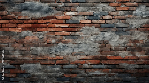 Brick wall background  desaturated grunge texture or pattern for design  wallpaper. Generative ai