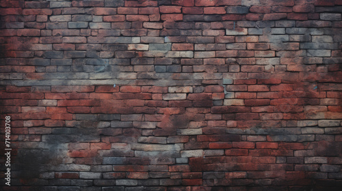Brick wall background, dim colorful grunge texture or pattern for design. Generative ai