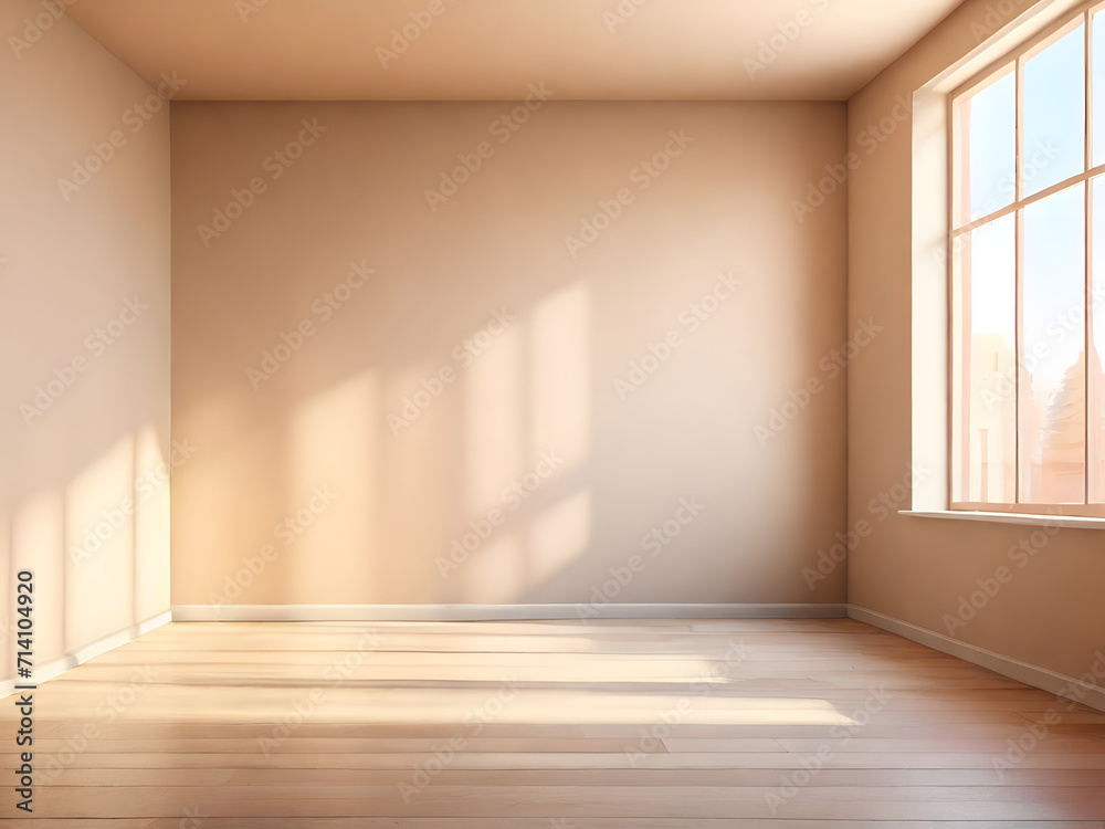 Empty beige room corner with sunlight and window shadow. Realistic vector illustration of new studio apartment interior design with blank pastel walls, wooden floor and no furniture. Real estate Empty beige room corner with sunlight and window shadow. Realistic vector illustration of new studio apartment interior design with blank pastel walls, wooden floor and no furniture. Real estate
