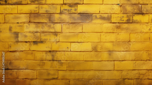 Brick wall background, golden yellow grunge texture or pattern for design, backdrop. Generative ai photo