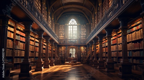"A captivating library scene with rows of books meticulously rendered in 8k resolution presenting a haven for readers and knowledge seekers."