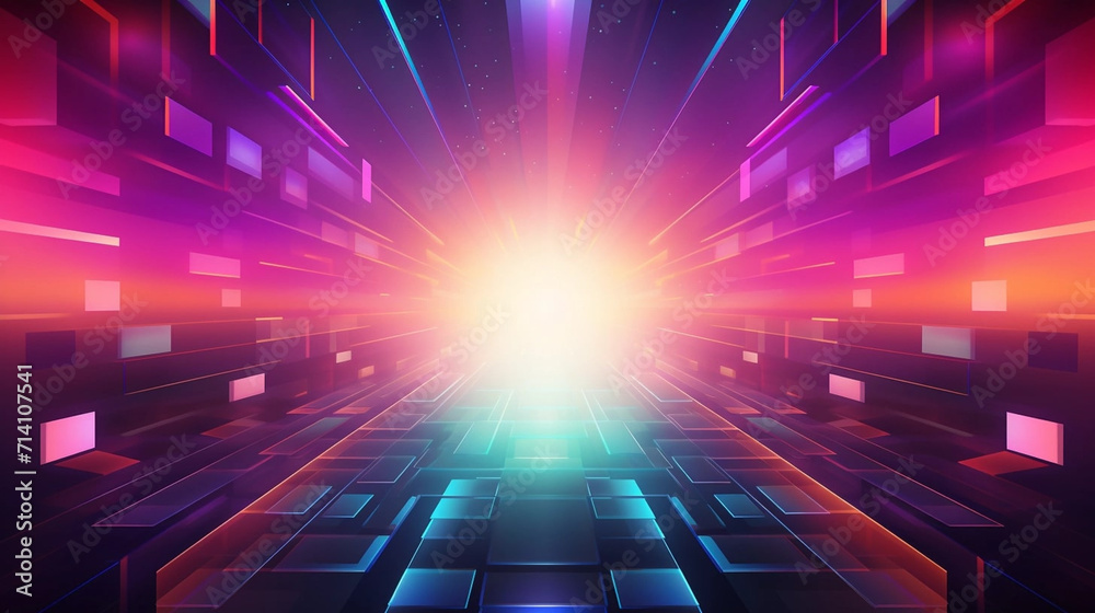 Obraz premium copy space, vector illustration, Retro Futurism Background. 80’s or 90’s futuristic background. Retro background mockup with neon light. Space, universe background. Space travel, timetravel. Vintage m