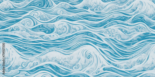 Sea water ocean wave vector background. Blue water ocean sea wave seamless background. © Vactor Viky