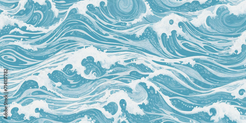 Sea water ocean wave vector background. Blue water ocean sea wave seamless background.