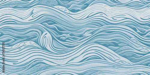 Sea water ocean wave vector background. Blue water ocean sea wave seamless background.