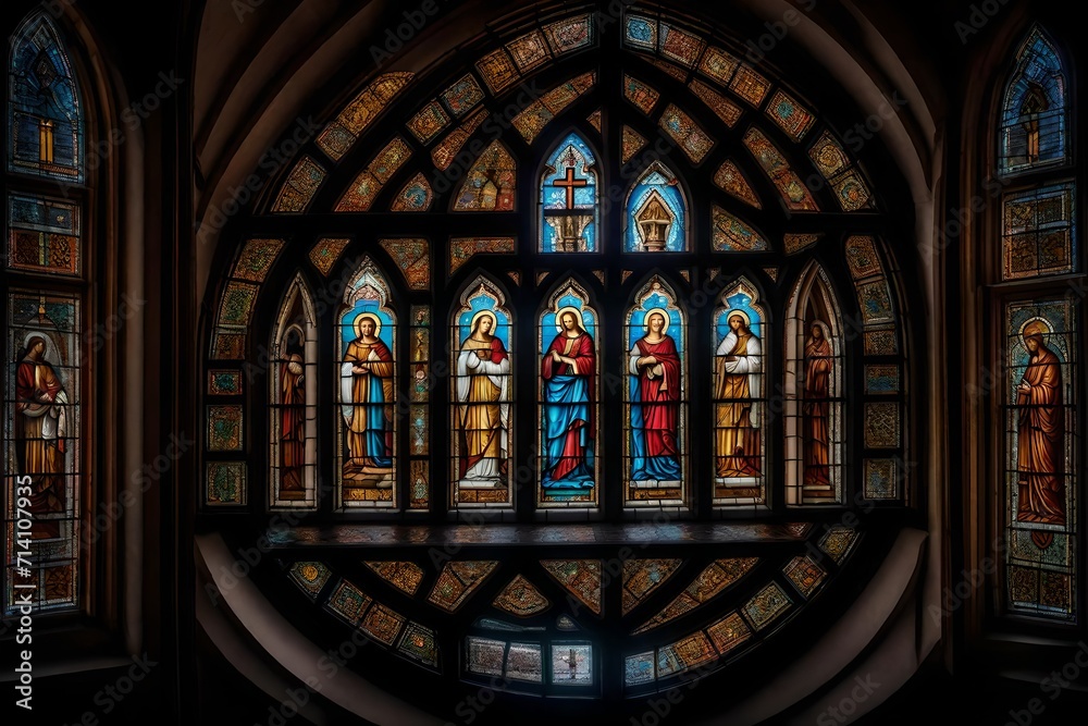 stained glass window in church.