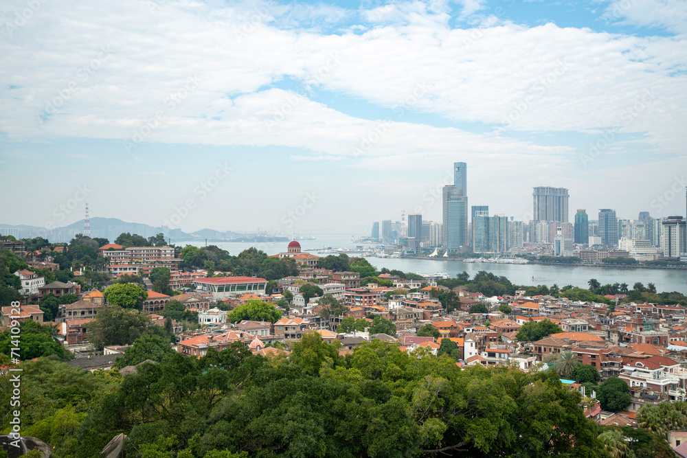 Panoramic Architecture and Urban Scenery of Gulangyu Island in Xiamen City, China Panoramic Architecture and Urban Scenery of Gulangyu Island in Xiamen City, China