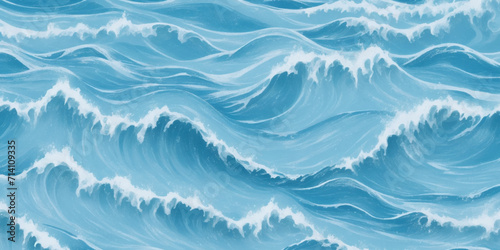 Abstract surface ocean water wave, seamless blue water ocean wave background. Blue water ocean surfing wave.