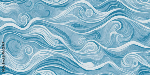 Sea water ocean wave vector background. Blue water ocean sea wave seamless background.