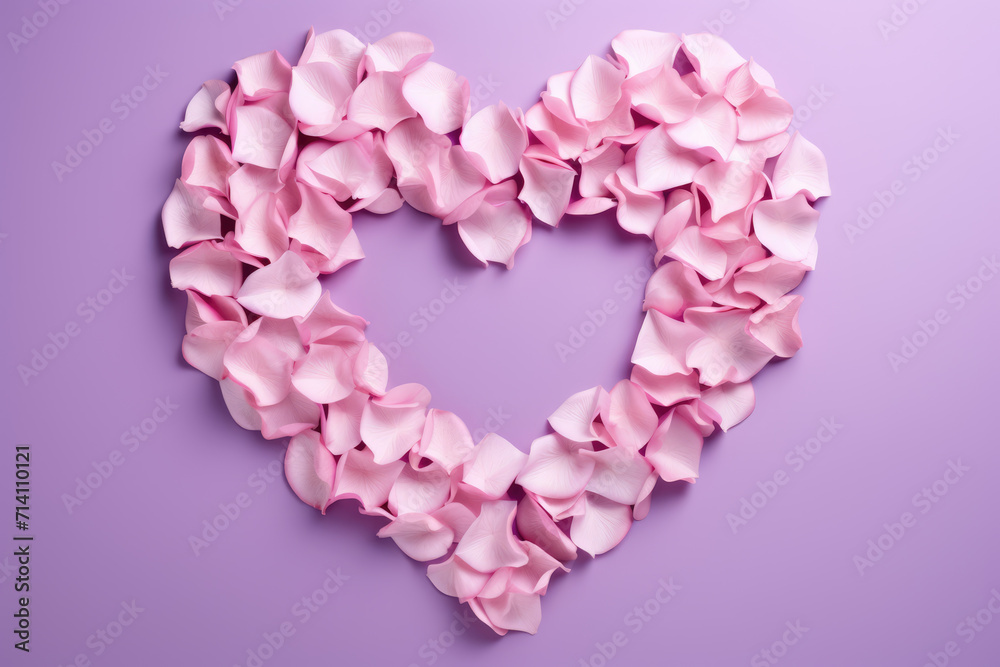 Light Pink Petals on Purple Background, Generative AI