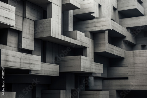 Brutalism abstract background from geometric shapes in gray colors