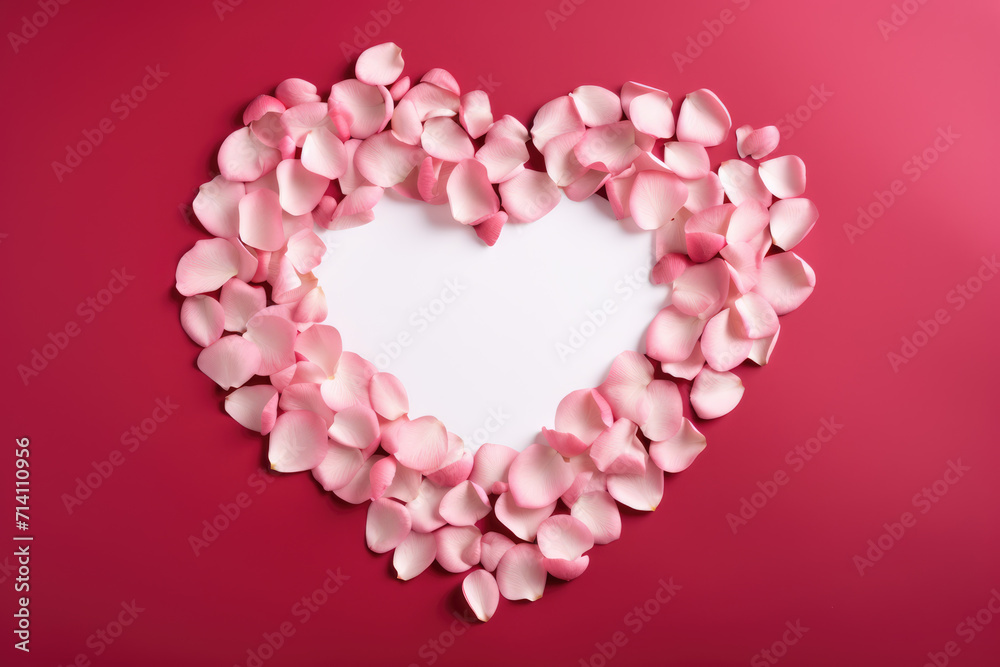 Heart-Shaped Pink Petal Arrangement, Generative AI
