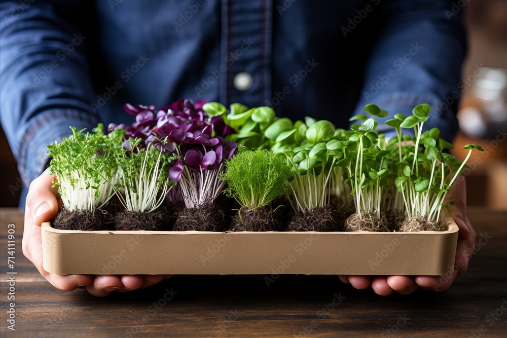 Delicate and nutrient rich microgreens a captivating display of vibrant colors and textures Delicate and nutrient rich microgreens a captivating display of vibrant colors and textures