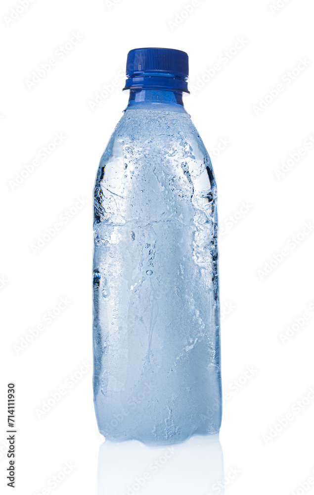 Frozen mineral water in shape of bottle isolated on white background Frozen mineral water in shape of bottle isolated on white background