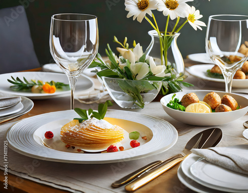 Festive Banquet: An Elegant Dining Event with Luxury Tableware and Beautiful Decor