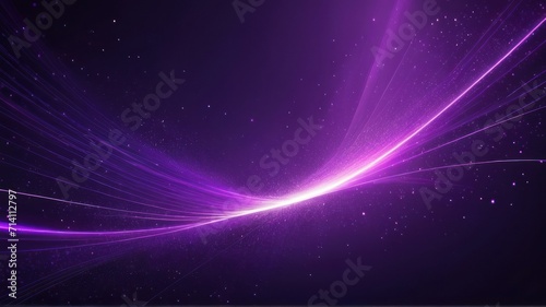 Fotografiet Abstract bright purple background pattern of flying lines of dots and glowing ci