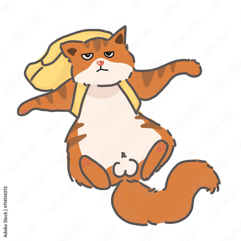 Orange cat with yellow bag Orange cat with yellow bag