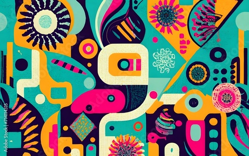 Abstract geometric pattern design in retro style. Vector illustration.