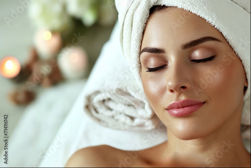 portrait of a young woman enjoying a spa treatment