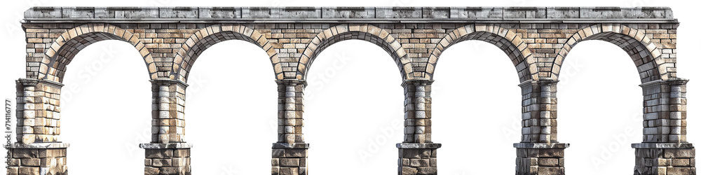 Roman Aqueduct, transparent background, isolated image, generative AI