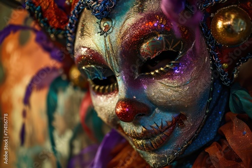 Mardi gras carnival clown mask. Generative AI