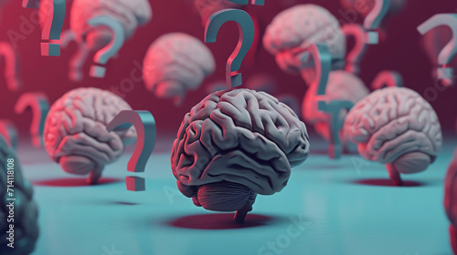human brains think about solving a problem, look for answers to questions photo