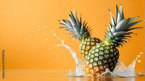 Generative ai. a pineapple with a splash of water on it, pineapple, pineapples, professional fruit photography, photoshoot, transparent background, beautiful wallpaper, tropical fruit photo