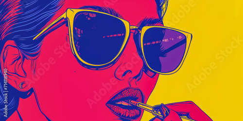 Vintage pop art illustration of a woman with a modern twist