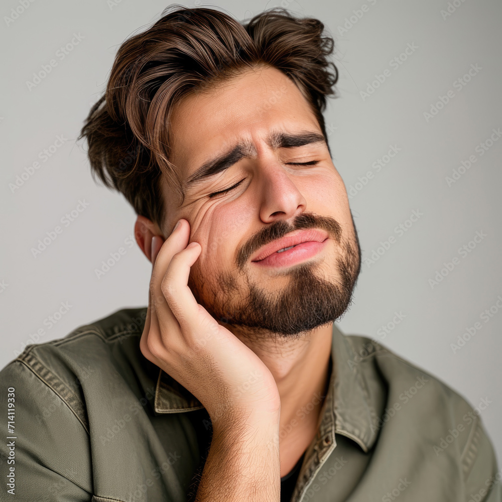 Obraz premium A handsome man suffering from a toothache