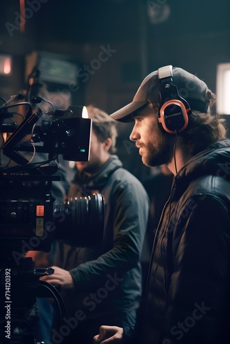 cameramen record with a film camera in the process of making a film