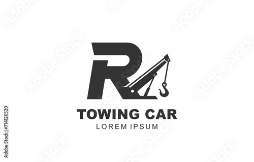 R Letter Towing Car logo template for symbol of business identity