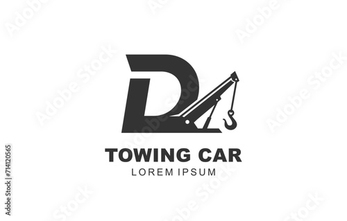 D Letter Towing Car logo template for symbol of business identity