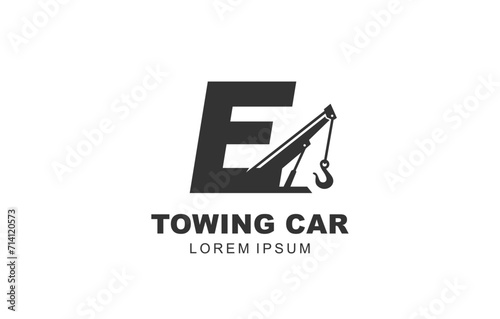 E Letter Towing Car logo template for symbol of business identity