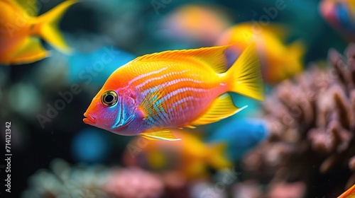 VIbrant tropical mesmerizing fish in ocean. AI generated image