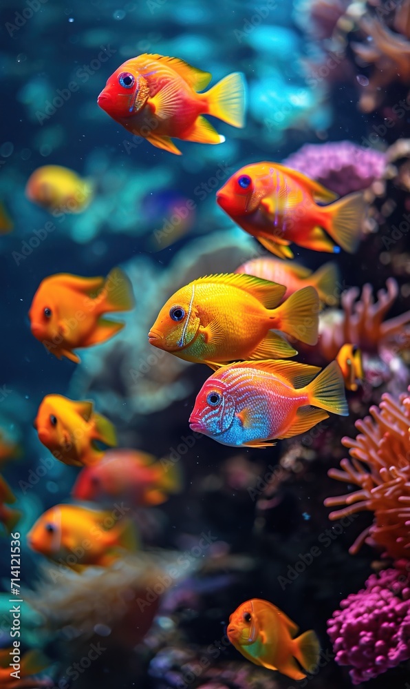 VIbrant tropical mesmerizing fish in aquarium. AI generated image VIbrant tropical mesmerizing fish in aquarium. AI generated image