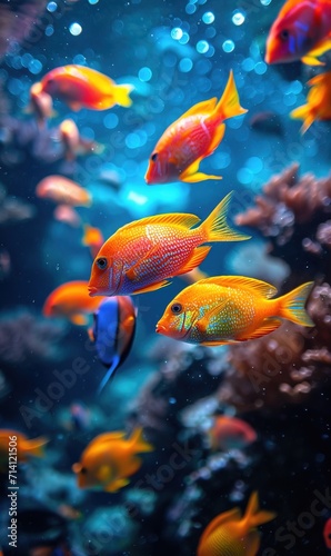 VIbrant tropical mesmerizing fish in aquarium. AI generated image © Falk