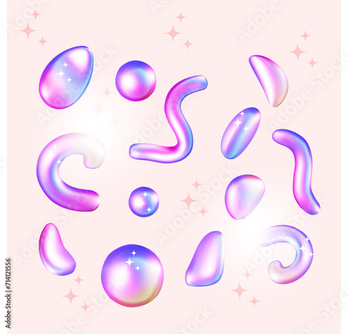 Vector graphics of glossy holographic shapes