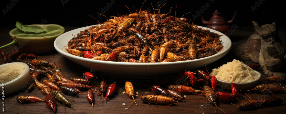 Street food bugs in bowl.