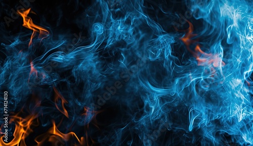 Dance of the Elements: A vibrant display of fiery orange and cool blue flames, illustrating the eternal struggle and harmony between fire and water photo