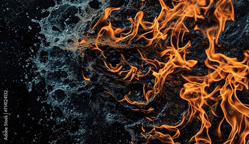 Dance of the Elements: A vibrant display of fiery orange and cool blue flames, illustrating the eternal struggle and harmony between fire and water