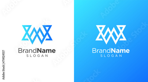 W alphabet letter vector symbol logo. Abstract initial letters w monogram logo template, icon for business