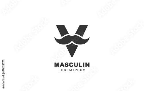 V Letter Mustache logo template for symbol of business identity