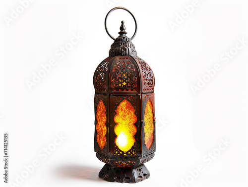 Arabic lantern isolated on white background in minimalist style. 