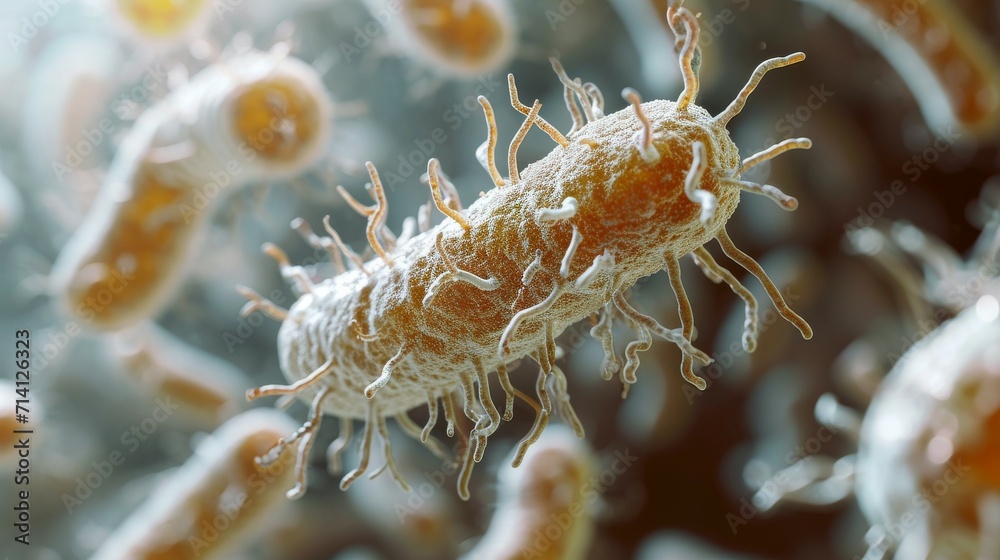 Intricate Pathogen Portrait: Digital Art of Bacterial Complexity. Experience the microscopic world like never before with our digital art depiction of bacteria
Intricate Pathogen Portrait: Digital Art of Bacterial Complexity. Experience the microscopic world like never before with our digital art depiction of bacteria