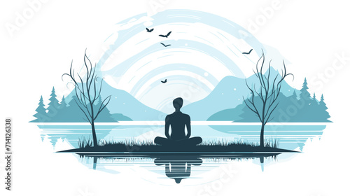 serenity and mindfulness within the brain in a vector art piece showcasing scenes of meditation focus and mental clarity .simple isolated line styled vector illustration