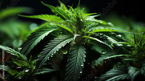 Marijuana leaves cannabis on a dark background © Kaushik