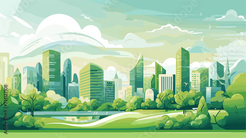 Convey the dynamic and evolving nature of our world in a vector scene featuring bustling urban landscapes serene natural environments and the seamless integration of technology into daily life .simple