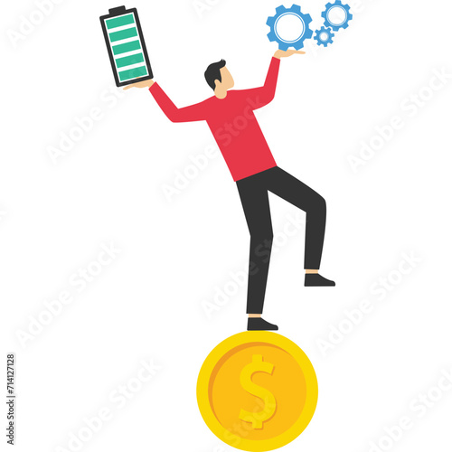 Businessman holding work and life balance, Vector illustration design concept in flat style


