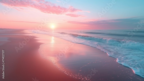 Beach Sunrise Serenity: Soothing Pastel Colors in a Tranquil Coastal Scene © Tessa